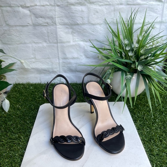 STUART WEITZMAN
DANCER TWISTIE 75 BLACK LEATHER SANDALS SIZE 6 - Picture 4 of 9